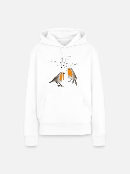 Singende Rotkehlchen - Frauen Premium Bio Hoodie - Weiß