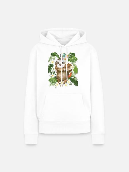 Hippie Faultier Dschungel Frangipani Australien - Frauen Premium Bio Hoodie - Weiß