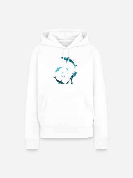 Schwimmen mit den Haien - Frauen Premium Bio Hoodie - Weiß