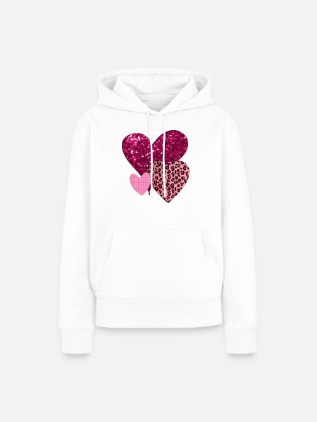 Hübsche rosa Herzen - Frauen Premium Bio Hoodie - Weiß