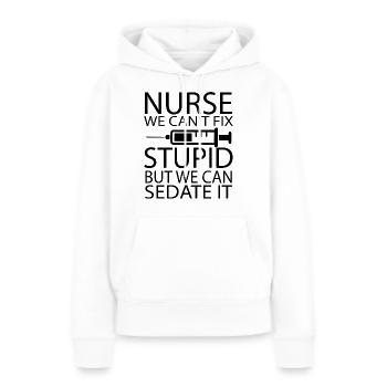 Infirmière Krankenschwester Corona - Sweat à capuche Premium bio Femme - blanc - Devant - Julia (174cm)
