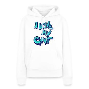 J’aime mon chat - Sweat à capuche Premium bio Femme - blanc - Devant - Julia (174cm)