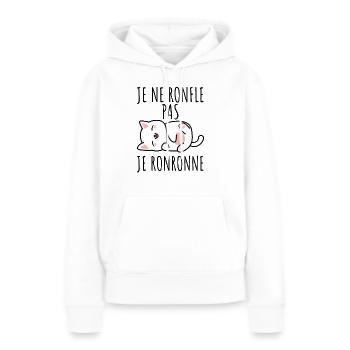 je ne ronfle pas je ronronne - Sweat à capuche Premium bio Femme - blanc - Devant - Julia (174cm)