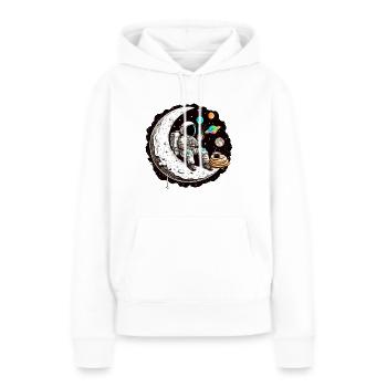 Astronaut trinkt Kaffee auf dem Mond - Frauen Premium Bio Hoodie - Weiß - Vorne - Julia (174cm)