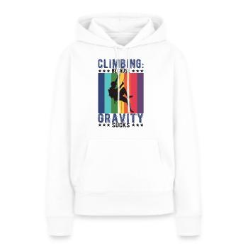 Klettern: Weil die Schwerkraft ist - Frauen Premium Bio Hoodie - Weiß - Vorne - Julia (174cm)