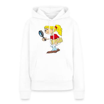 Mädchen mit Lupe in der Hand - Frauen Premium Bio Hoodie - Weiß - Vorne - Julia (174cm)