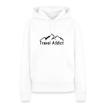 Accro au voyage - Sweat à capuche Premium bio Femme - blanc - Devant - Julia (174cm)