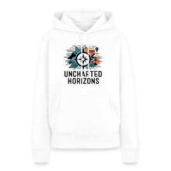 DES HORIZONS INEXPLORÉS - Sweat à capuche Premium bio Femme - blanc - Devant - Julia (174cm)
