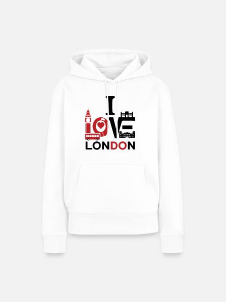 ICH LIEBE LONDON - Frauen Premium Bio Hoodie - Weiß