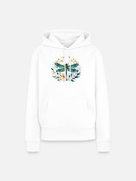 Libelle Dragonfly - Frauen Premium Bio Hoodie - Weiß