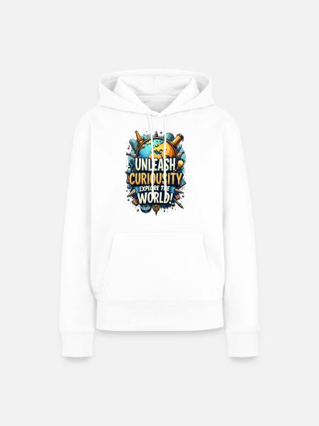 ENTDECKE DIE WELT - Frauen Premium Bio Hoodie - Weiß