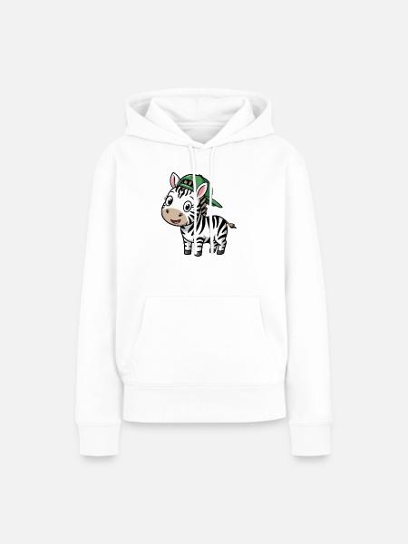Süßes Zebra mit Mütze - Frauen Premium Bio Hoodie - Weiß