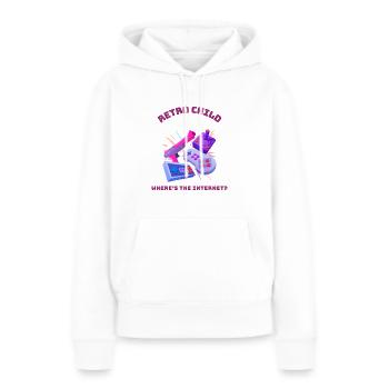 Retro child - Où est Internet ? - Sweat à capuche Premium bio Femme - blanc - Devant - Julia (174cm)