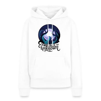 EMBRASSEZ L’INCONNU - Sweat à capuche Premium bio Femme - blanc - Devant - Julia (174cm)