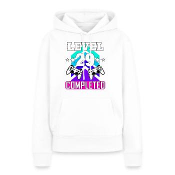 anniversaire de jeu haha comme - Sweat à capuche Premium bio Femme - blanc - Devant - Julia (174cm)
