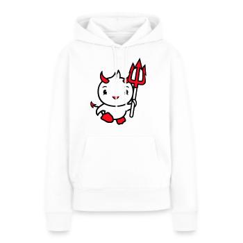 oiseau diable cornes satan trident enfer mal cool - Sweat à capuche Premium bio Femme - blanc - Devant - Julia (174cm)