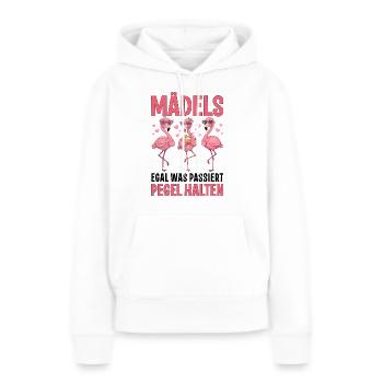 Les filles, peu importe ce qui se passe, Level Hold Flamingo - Sweat à capuche Premium bio Femme - blanc - Devant - Julia (174cm)