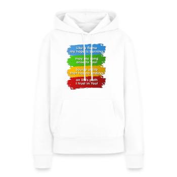 Hymne du Jubilé de Rome 2025 en anglais - Sweat à capuche Premium bio Femme - blanc - Devant - Julia (174cm)