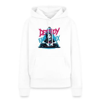 DÉTRUIRE LE SYSTÈME - Sweat à capuche Premium bio Femme - blanc - Devant - Julia (174cm)