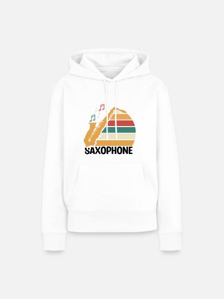 Saxophone Jazz - Sweat à capuche Premium bio Femme - blanc