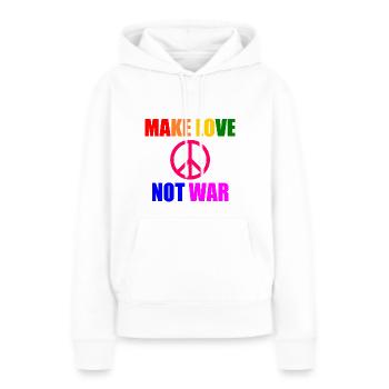 Make love not war - Sweat à capuche Premium bio Femme - blanc - Devant - Julia (174cm)