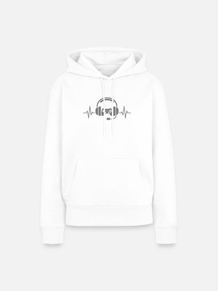 Gaming Herzschlag – Controller & Headset - Frauen Premium Bio Hoodie - Weiß