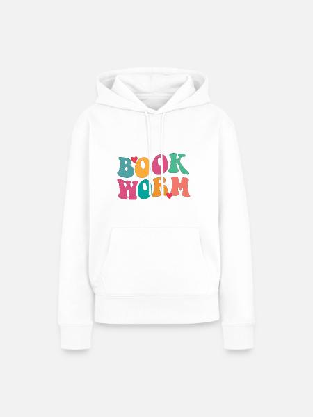 Book worm - Frauen Premium Bio Hoodie - Weiß