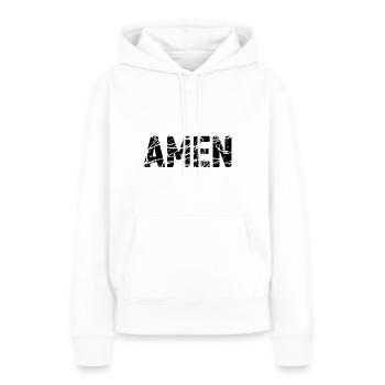 AMEN | Vintage-Phrase - Frauen Premium Bio Hoodie - Weiß - Vorne - Julia (174cm)