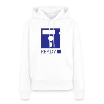 disque - Sweat à capuche Premium bio Femme - blanc - Devant - Julia (174cm)