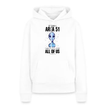 Zone 51, ils ne peuvent pas nous arrêter tous - Sweat à capuche Premium bio Femme - blanc - Devant - Julia (174cm)