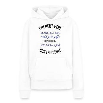j'ai peut être la main sur le coeur cadeau humour - Sweat à capuche Premium bio Femme - blanc - Devant - Julia (174cm)