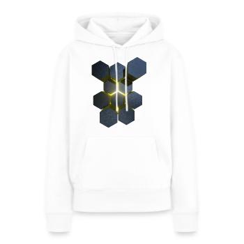 Hexagone Effet 3D Géométrie sacrée - Sweat à capuche Premium bio Femme - blanc - Devant - Julia (174cm)