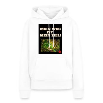 mein Weg ist mein Ziel - Frauen Premium Bio Hoodie - Weiß - Vorne - Julia (174cm)