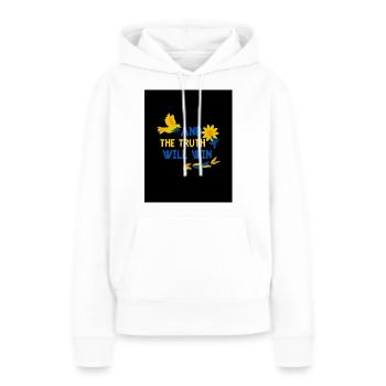Frieden - Frauen Premium Bio Hoodie - Weiß - Vorne - Julia (174cm)