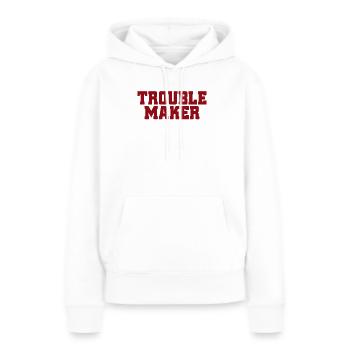 Trouble Stress Ennuis Inscription My Name Is Trouble - Sweat à capuche Premium bio Femme - blanc - Devant - Julia (174cm)