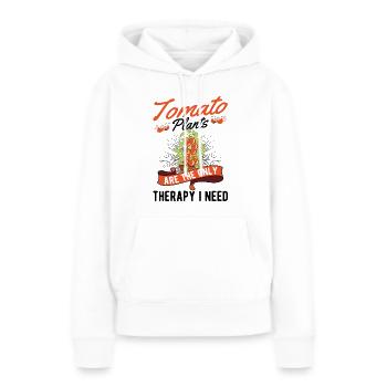 Tomate Thérapie Tomate Cultivateur de tomates - Sweat à capuche Premium bio Femme - blanc - Devant - Julia (174cm)