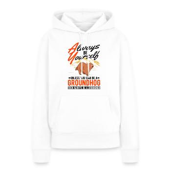 Marmotte Marmotte Marmotte de la forêt Marmotte - Sweat à capuche Premium bio Femme - blanc - Devant - Julia (174cm)