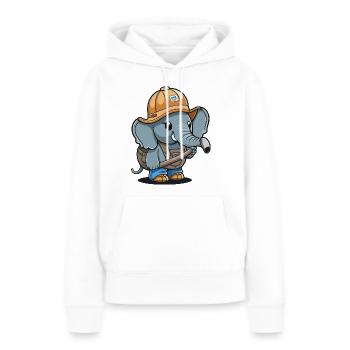 Elefanten-Baumeister - Frauen Premium Bio Hoodie - Weiß - Vorne - Julia (174cm)