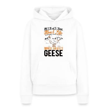 Oies Oies Oie reproductrice d’oies - Sweat à capuche Premium bio Femme - blanc - Devant - Julia (174cm)