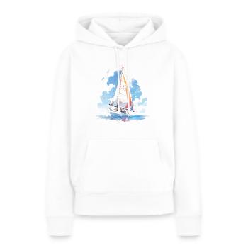 Voile, voile, voilier, régate, voile, marin - Sweat à capuche Premium bio Femme - blanc - Devant - Julia (174cm)
