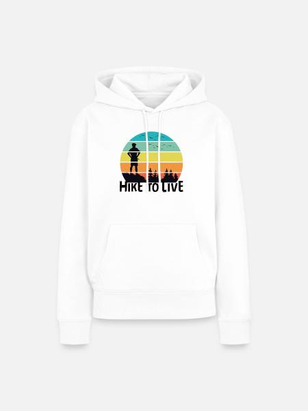 Hike To Live - Frauen Premium Bio Hoodie - Weiß