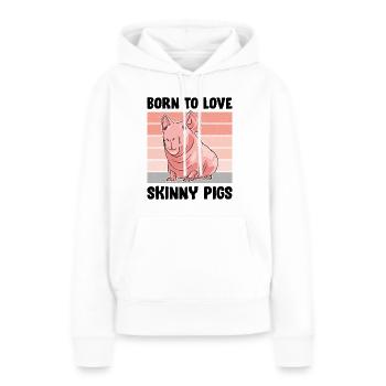 Cochon d’Inde sans poils Cochon maigre - Sweat à capuche Premium bio Femme - blanc - Devant - Julia (174cm)