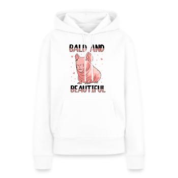 Cochon d’Inde glabre maigre cochon - Sweat à capuche Premium bio Femme - blanc - Devant - Julia (174cm)