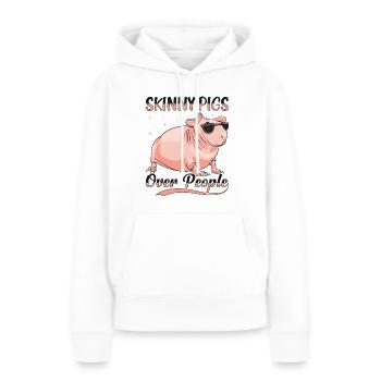 Cochon d’Inde sans poils Cochon maigre - Sweat à capuche Premium bio Femme - blanc - Devant - Julia (174cm)