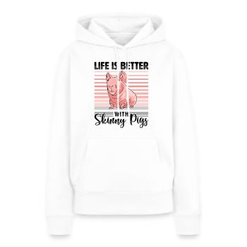 Cochon d’Inde sans poils Cochon maigre - Sweat à capuche Premium bio Femme - blanc - Devant - Julia (174cm)