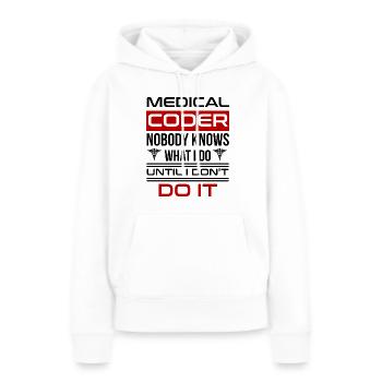 Codeur médical Profession Médical - Sweat à capuche Premium bio Femme - blanc - Devant - Julia (174cm)
