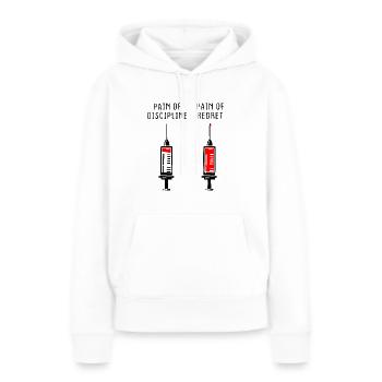 Douleur de la discipline Regret Discipline Fitness Succès - Sweat à capuche Premium bio Femme - blanc - Devant - Julia (174cm)