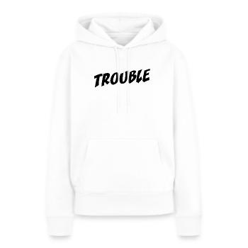 Trouble Stress Ärger Schriftzug My Name Is Trouble - Sweat à capuche Premium bio Femme - blanc - Devant - Julia (174cm)