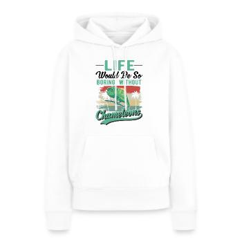 Caméléon Cadeau Caméléon - Sweat à capuche Premium bio Femme - blanc - Devant - Julia (174cm)