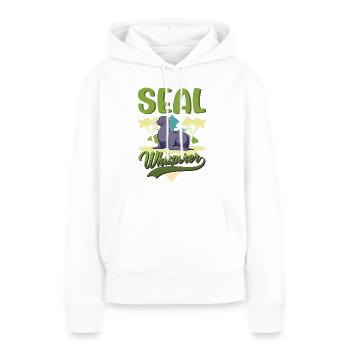 Phoque chuchotant, phoque de mer, phoque, phoque - Sweat à capuche Premium bio Femme - blanc - Devant - Julia (174cm)
